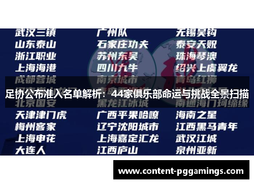 足协公布准入名单解析：44家俱乐部命运与挑战全景扫描