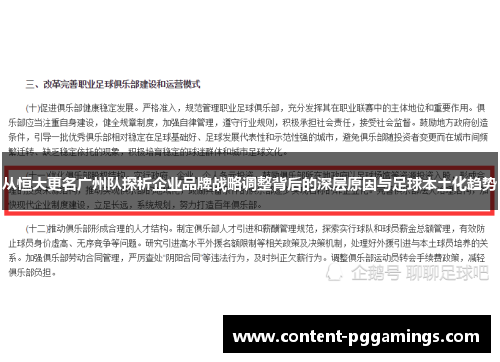从恒大更名广州队探析企业品牌战略调整背后的深层原因与足球本土化趋势
