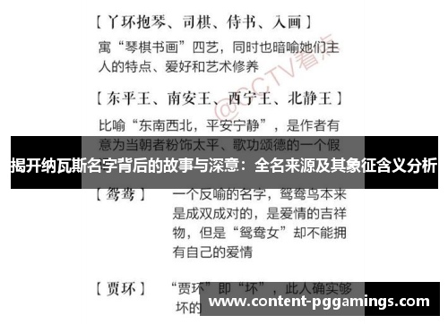 揭开纳瓦斯名字背后的故事与深意：全名来源及其象征含义分析