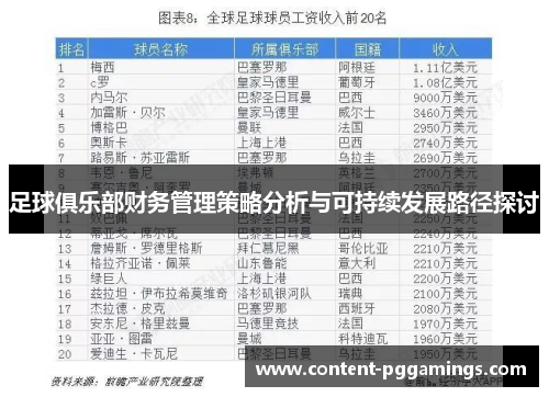 足球俱乐部财务管理策略分析与可持续发展路径探讨